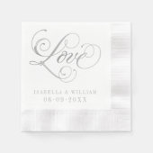 ラヴエレガントシルバー書道結婚のモノグラム 縁ありカクテルナプキン (正面)