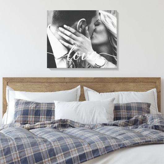 ラヴエレガントスクリプトタイポグラフィ結婚の写真 キャンバスプリント (インサイチュ (寝室))