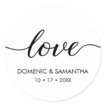 ラヴエレガントスクリプ結婚トのクラシックラウンドステッカー