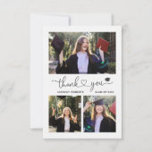 ラヴエレガントハートスクリプト卒業3写真 サンキューカード (正面)