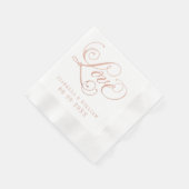 ラヴエレガントバラ金ゴールド書結婚の 縁ありカクテルナプキン (角)