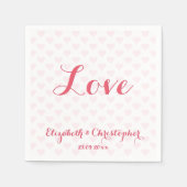 ラヴエレガントピンクハート結婚ズ記念日パーティー スタンダードカクテルナプキン (正面)