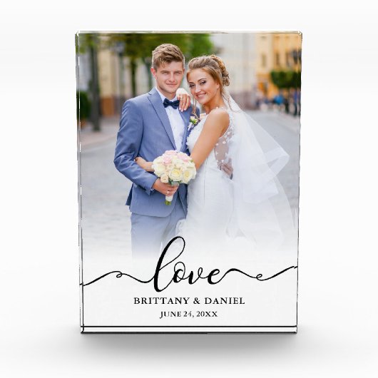 ラヴエレガントブラックスクリプトブリッ結婚ドグルームズ フォトブロック (正面)