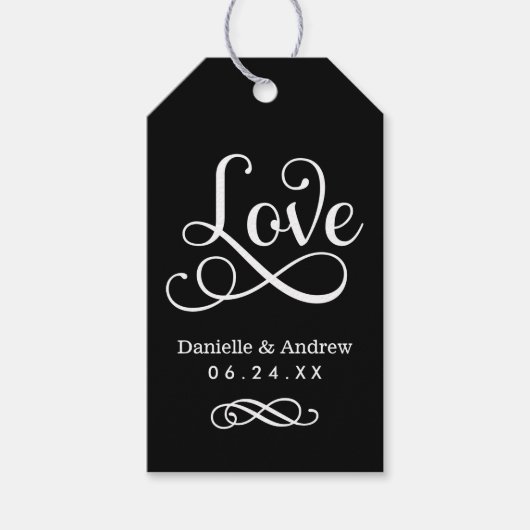 ラヴエレガントブラック書結婚道のモノグラム ギフトタグ (正面)