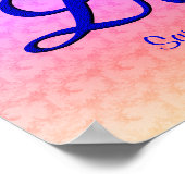 ラヴエレガントブルーバパーソナライズされたードズ ポスター (角)