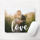 ラヴエレガントホワイト厚いタイポグラフィ結婚の写真 マウスパッド (マウス)