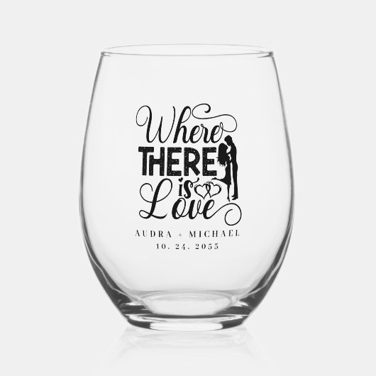 ラヴエレガント引用文書道結婚の ステムなしワイングラス (正面)