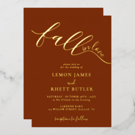 ラヴエレガント秋の書結婚道金ゴールド 箔招待状