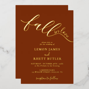 ラヴエレガント秋の書結婚道金ゴールド 箔招待状