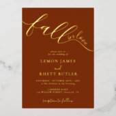 ラヴエレガント秋の書結婚道金ゴールド 箔招待状 (正面)