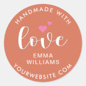 ラヴカスタムハートテラコッタブラウンで手作り ラウンドシール (正面)