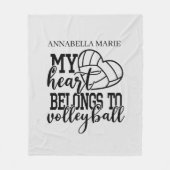 ラヴカッコいいバレーボールハートの名前の追加 フリースブランケット (正面)