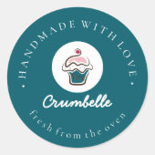 ラヴカップケカスタムーキストライプのベーカリー ラウンドシール (正面)