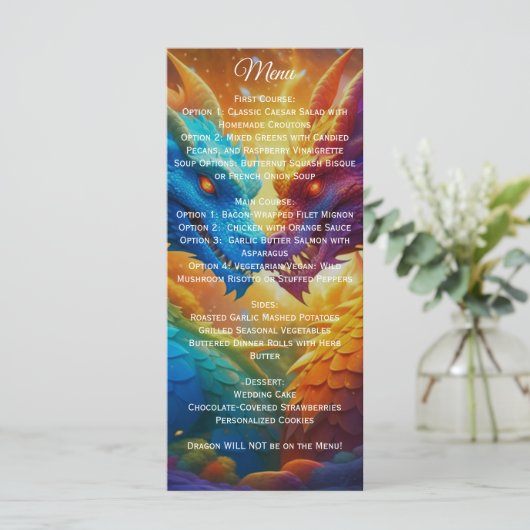 ラヴカラフルウェディングレセプションメニューのドラゴン メニュー (スタンド正面)