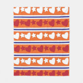 ラヴカラフルハートスターストライプパターン フリースブランケット (正面)