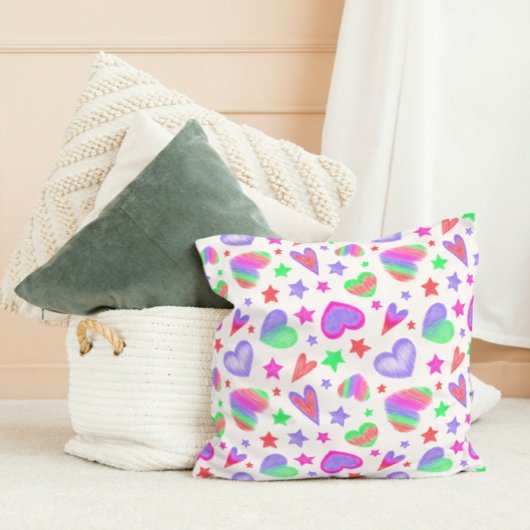 ラヴカラフルハートロマンガーリートパタモダンーン クッション