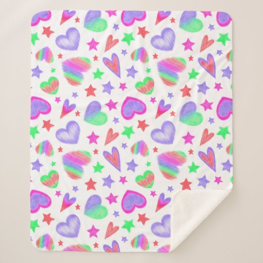 ラヴカラフルハートロマンガーリートパタモダンーン シェルパブランケット (正面)