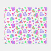 ラヴカラフルハートロマンガーリートパタモダンーン フリースブランケット (正面(横))