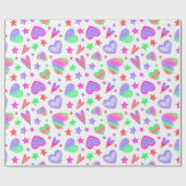 ラヴカラフルハートロマンガーリートパタモダンーン ラッピングペーパー (フラット)