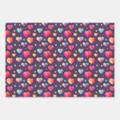 ラヴカラフルハート図解入りの、写真付きのバレンタインデー ラッピングペーパーシート (正面)