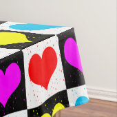 ラヴカラフルハート幾何学的ブロックプリント テーブルクロス (インサイチュ)