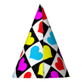 ラヴカラフルハート幾何学的ブロックプリント パーティーハット (裏面)