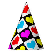 ラヴカラフルハート幾何学的ブロックプリント パーティーハット (左)