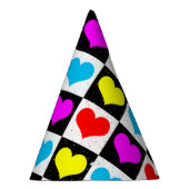 ラヴカラフルハート幾何学的ブロックプリント パーティーハット (右)