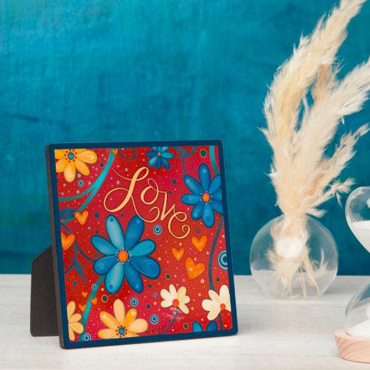 ラヴカラフル感動的フローラかわいらしカスタム フォトプラーク