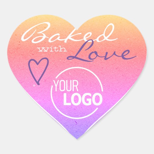 ラヴグラデーションハートロゴ付きパステルテンプレート ハートシール (正面)