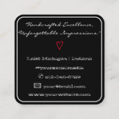 ラヴシンプルィーで作ったミニマル赤いハートブラック スクエア名刺 (裏面)