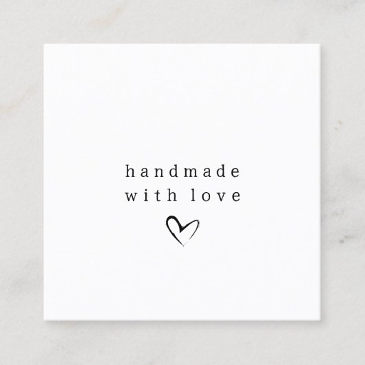 ラヴシンプルィーで手作りハート |白黒 スクエア名刺 (正面)