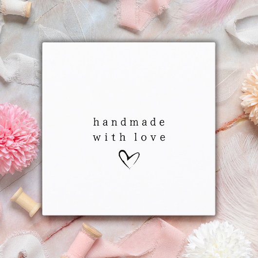 ラヴシンプルィーで手作りハート |白黒 スクエア名刺