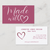 ラヴシンプルハートで作ったミニマルなメイブピンク 名刺 (正面/裏面)