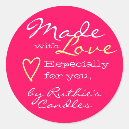 ラヴシンプルハートホットピンクで作ったミニマル ラウンドシール (正面)