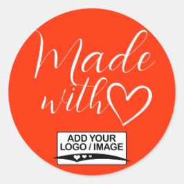 ラヴシンプルハートロゴ入りミニマルなオレンジ ラウンドシール