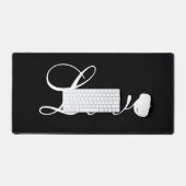 ラヴスタイリッシュデザインホワイトスクリプト黒背景 デスクマット (キーボード&マウス)