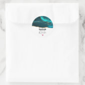 ラヴティール(緑がかった色)アゲートモダント&金ゴールドリボン手作り ラウンドシール (バッグ)