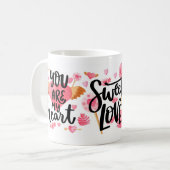 ラヴハートデザインはっきりした引用文 コーヒーマグカップ (正面左)