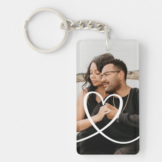 ラヴハートパーソナライズされたフォトカスタムフォト キーホルダー (正面)