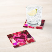 ラヴハートピンクバレンタイン記念日 スクエアペーパーコースター (インサイチュ)
