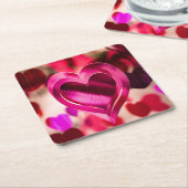 ラヴハートピンクバレンタイン記念日 スクエアペーパーコースター (アングル)