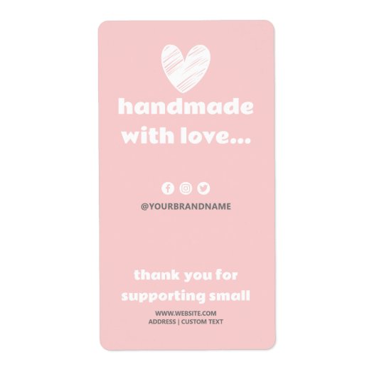 ラヴハートピンクホワイトハートボックスシール付き手作り ラベル (正面)