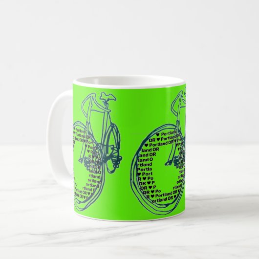 ラヴハートポートランドバイクルコーヒーマグ コーヒーマグカップ (正面左)