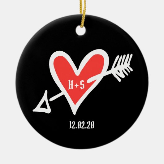 ラヴパーソナライズされたハートセラミック装飾 セラミックオーナメント (正面)