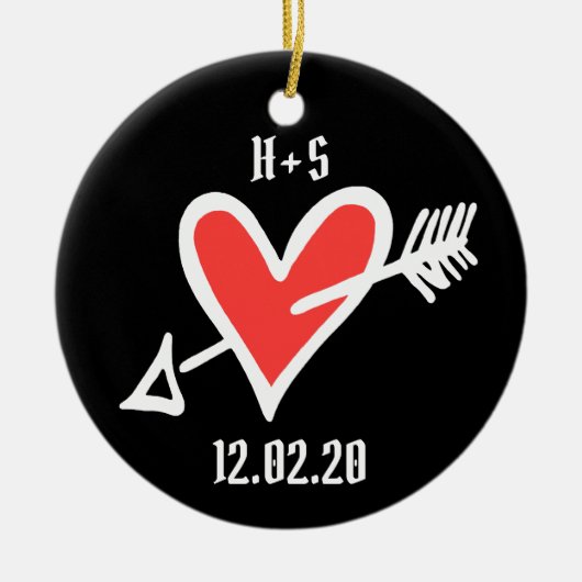 ラヴパーソナライズされたハートセラミック装飾 セラミックオーナメント (正面)