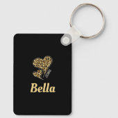 ラヴパーソナライズされたハートヒョウ印刷レトロ キーホルダー (裏面)