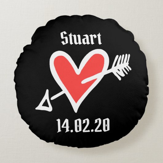 ラヴパーソナライズされたハート結婚提案用クッション ラウンドクッション (正面)