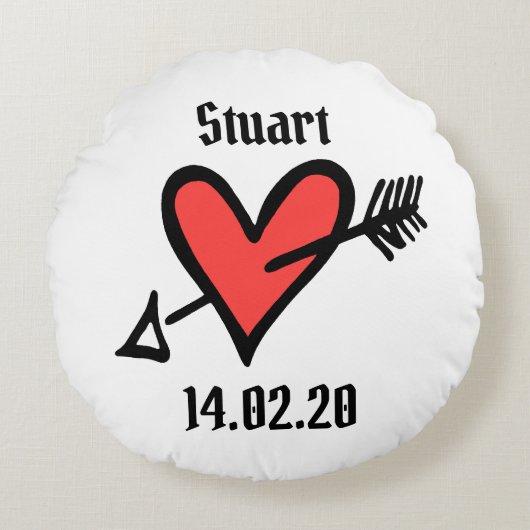ラヴパーソナライズされたハート結婚提案用クッション ラウンドクッション (正面)