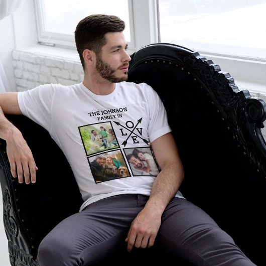 ラヴパーソナライズされたユニークフォトコラージュの家族 Tシャツ